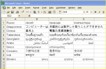 Esempio di file MS Excel